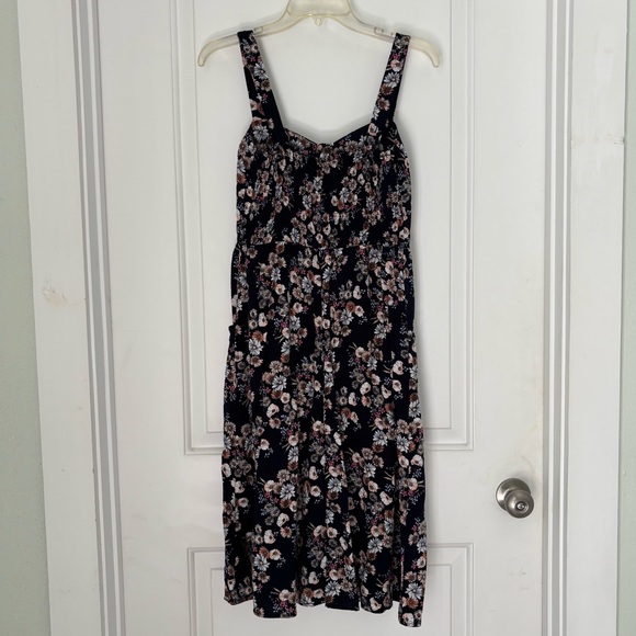 AUW Navy Floral Halter Dress Pockets - Picture 3 of 15